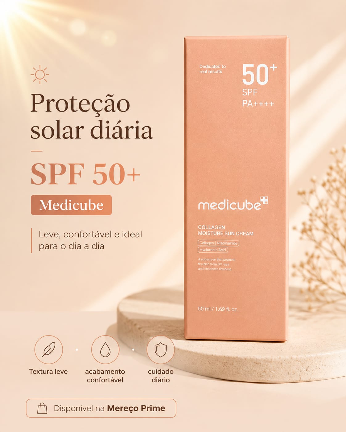 Protetor solar facial da Medicube com proteção elevada SPF 50+