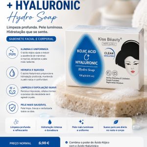 Sabonete Kojic Acid + Hyaluronic Kiss Beauty – Rosto e Corpo 100 g